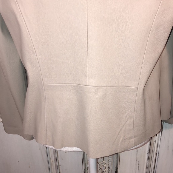 Joan Vass New York Lovely Taupe Faux Leather Waterfall Front Jacket Size Small - Picture 10 of 12